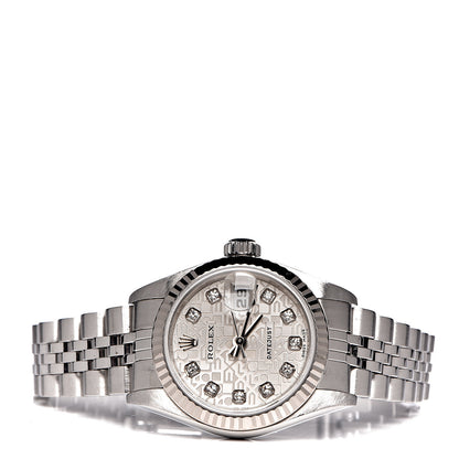Rolex Stainless Steel 18K White Gold Diamond 26mm Oyster Perpetual Datejust Watch Silver Jubilee 79174 3 of 8
