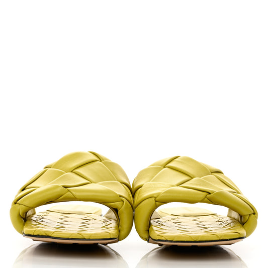 Nappa Maxi Intrecciato Lido Flat Sandals 36 Acid