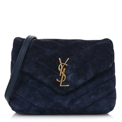 Saint Laurent Suede Y Quilted Monogram Toy Loulou Crossbody Bag Navy 1 of 12