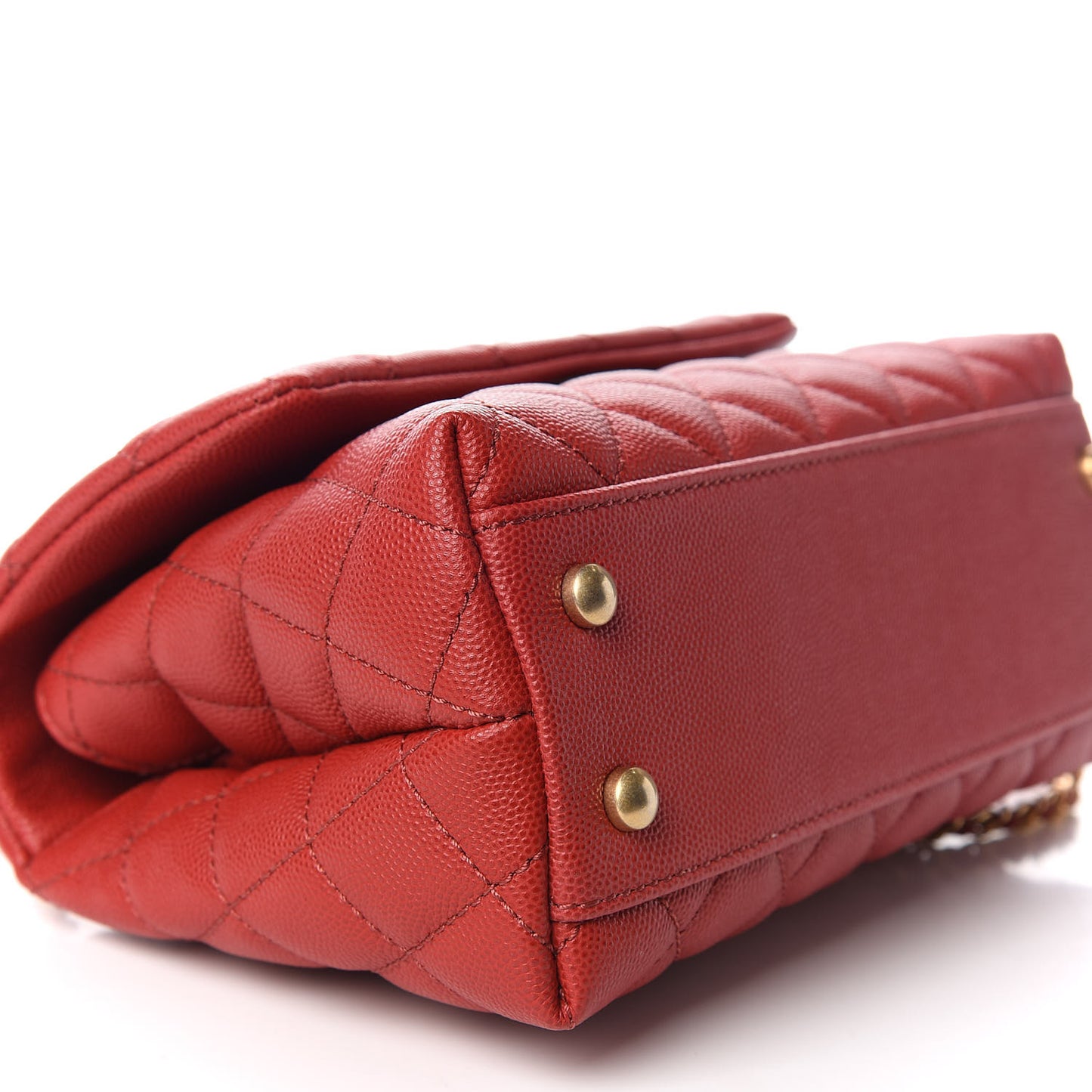 Caviar Quilted Mini Coco Handle Flap Dark Red