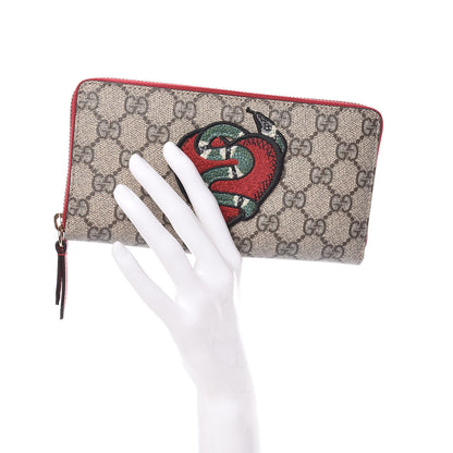 Gucci GG Supreme Monogram Kingsnake Heart Embroidered Zip Around Wallet Red 2 of 8