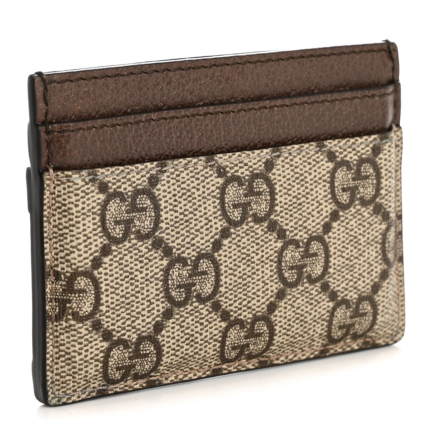 GG Supreme Monogram Textured Dollar Calfskin Ophidia Card Holder Beige Ebony New Acero