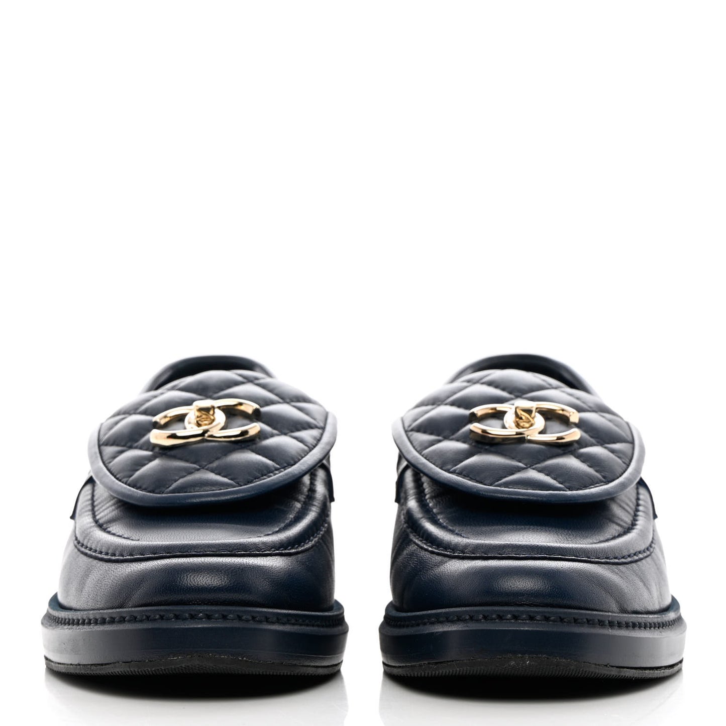Lambskin Quilted CC Turnlock Loafers 40 Navy