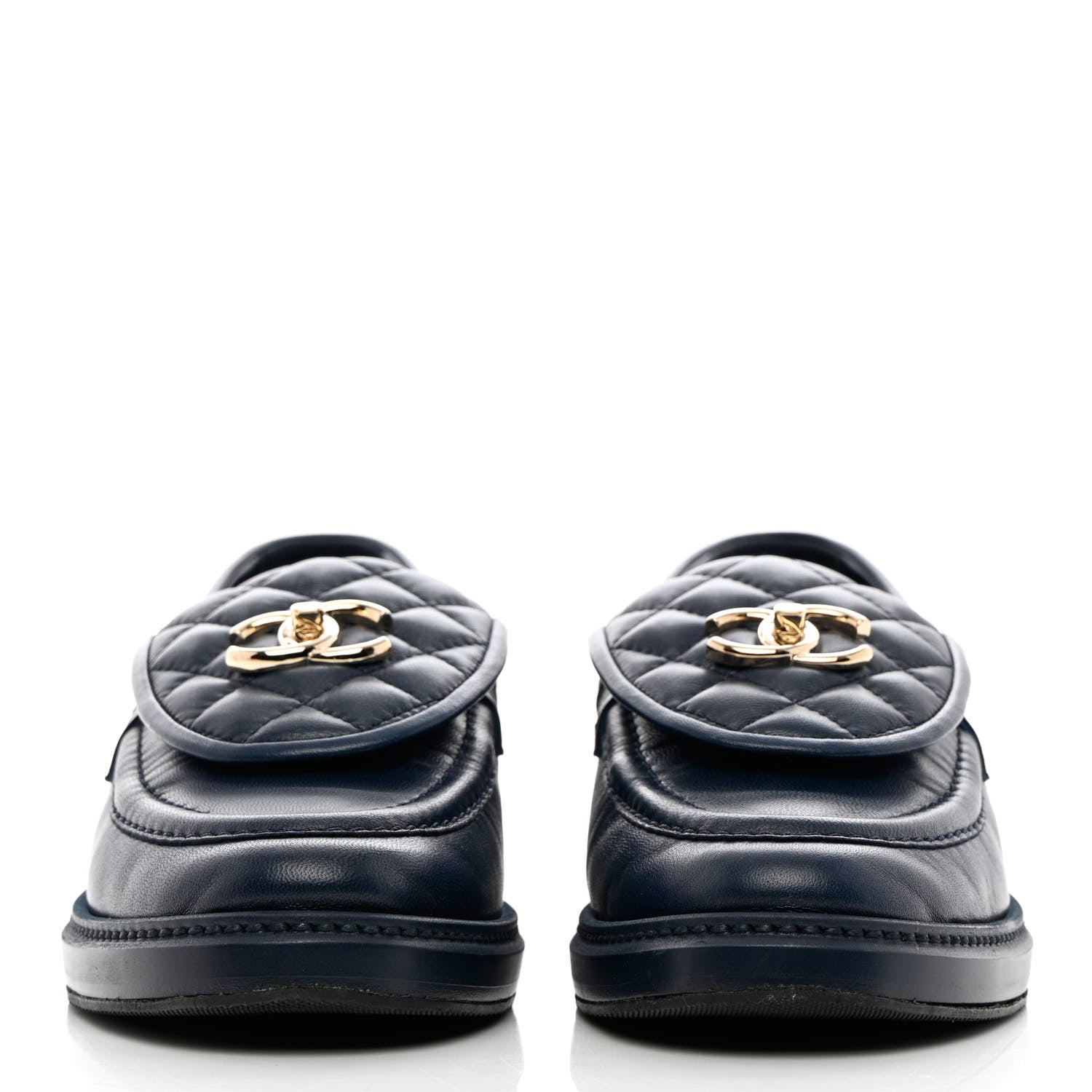 Chanel Lambskin Quilted CC Turnlock Loafers 40 Navy 2 of 13