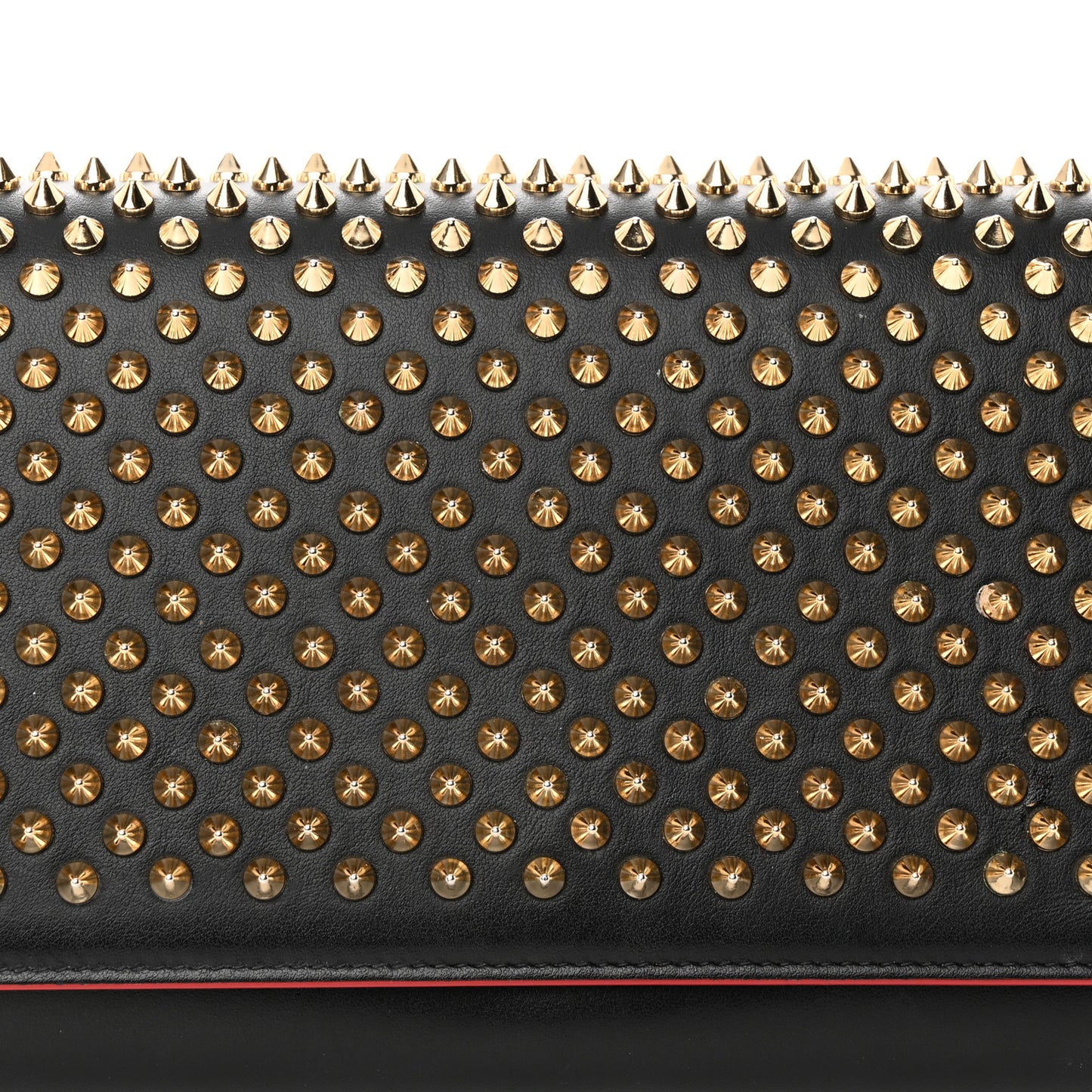 Calfskin Patent Leopard Spikes Paloma Clutch Black