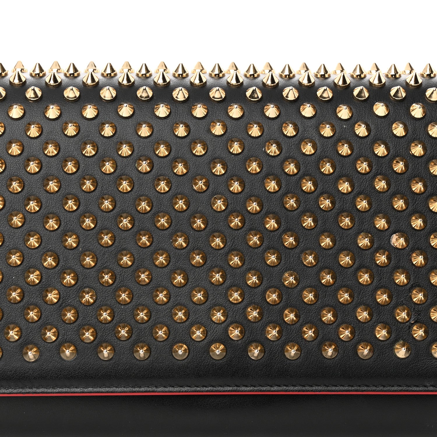 Christian Louboutin Calfskin Patent Leopard Spikes Paloma Clutch Black 8 of 20