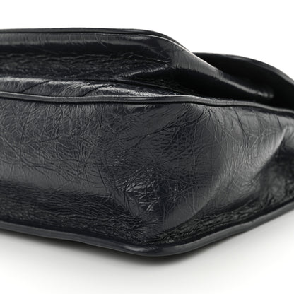 Saint Laurent Crinkled Calfskin Matelasse Monogram Medium Niki Chain Satchel Deep Marine 10 of 11