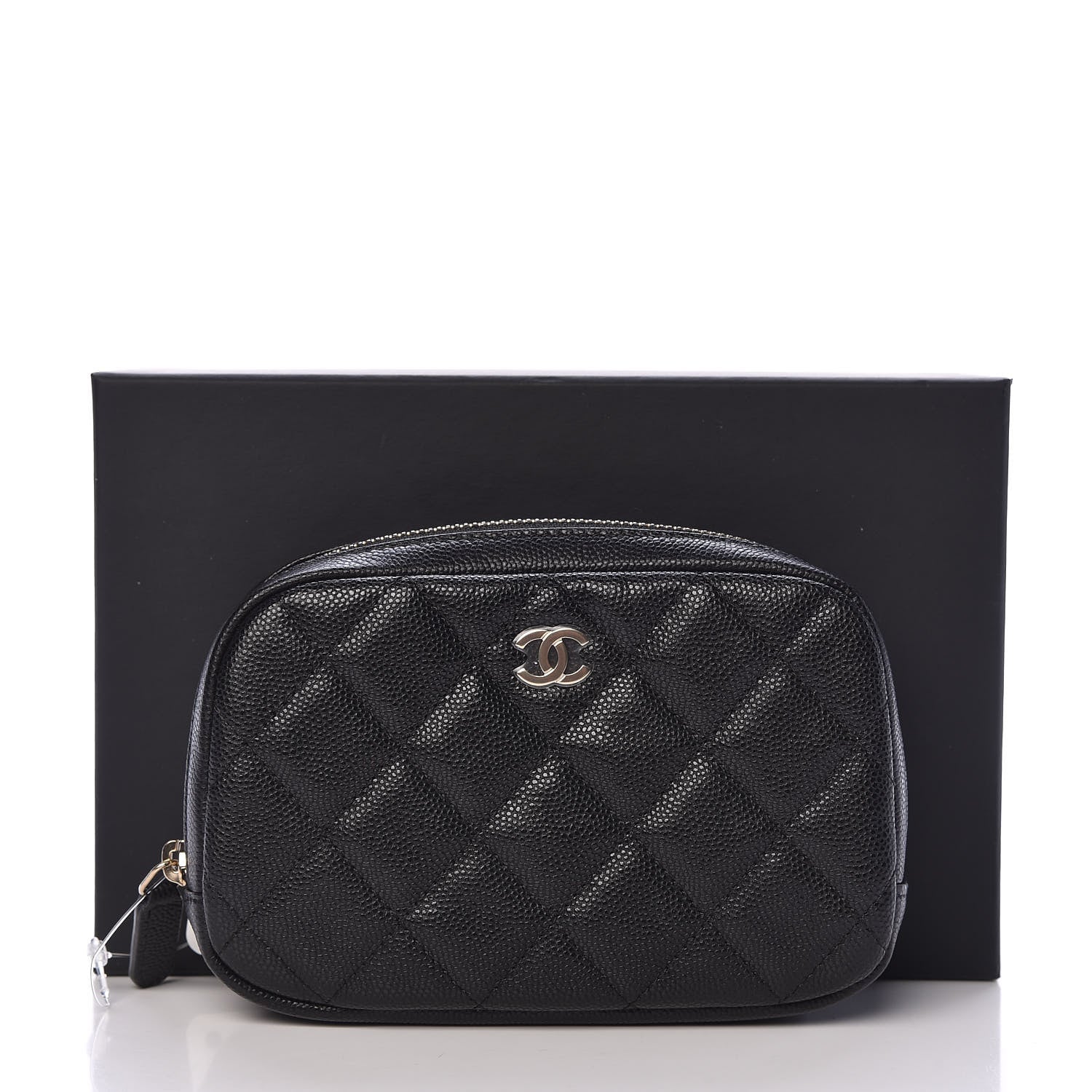 Chanel Caviar Quilted Small Curvy Pouch Cosmetic Case Black 8 of 8