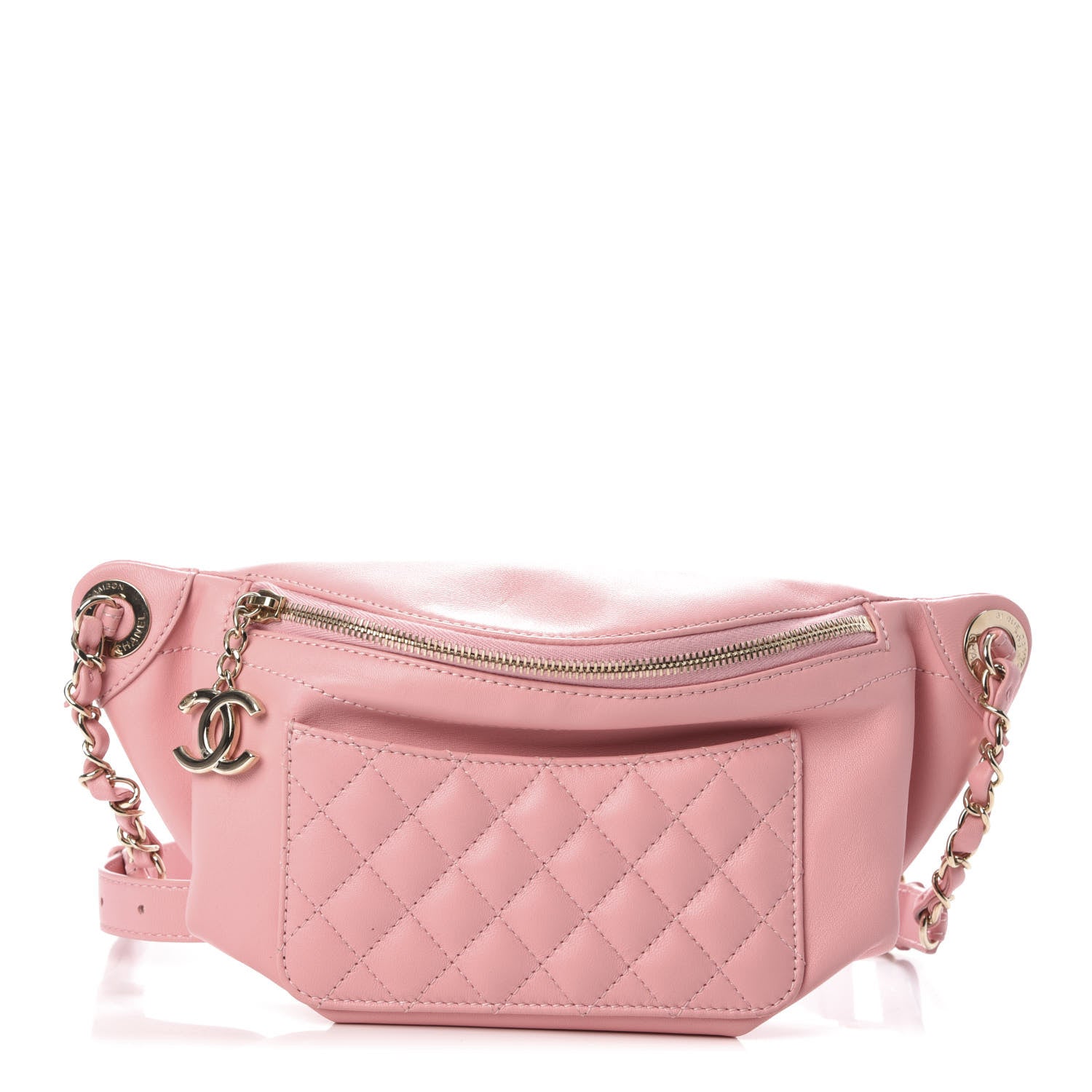 Chanel Lambskin Quilted Waist Belt Bag Pink 1 of 10