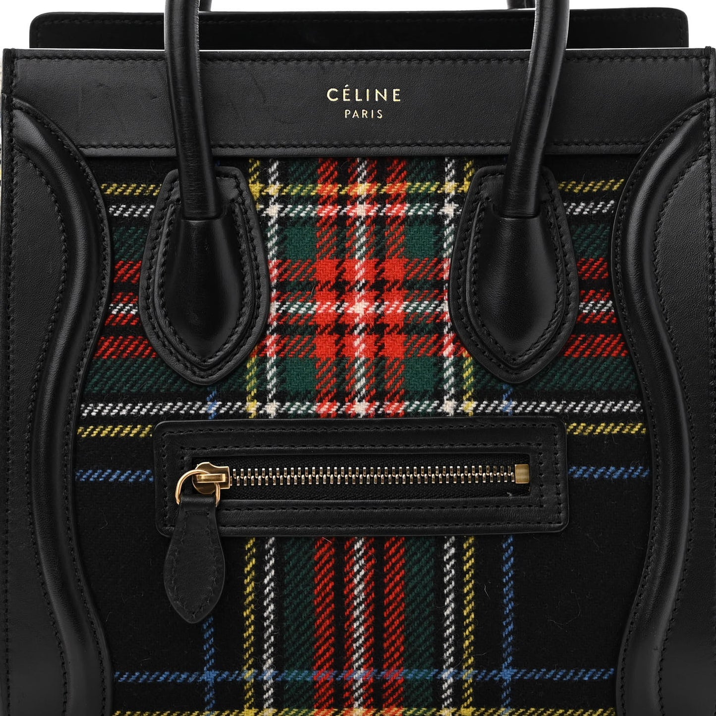 Tartan Calfskin Nano Luggage Red Black