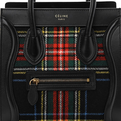 Celine Tartan Calfskin Nano Luggage Red Black 8 of 15