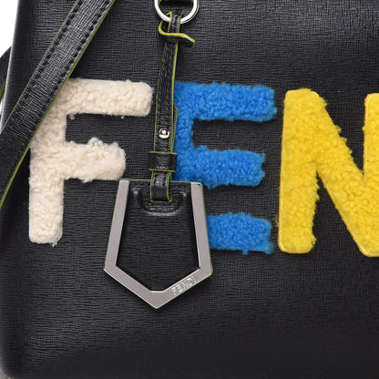 Fendi Vitello Elite Shearling Block Letter Petite 2Jours Tote Black 10 of 10