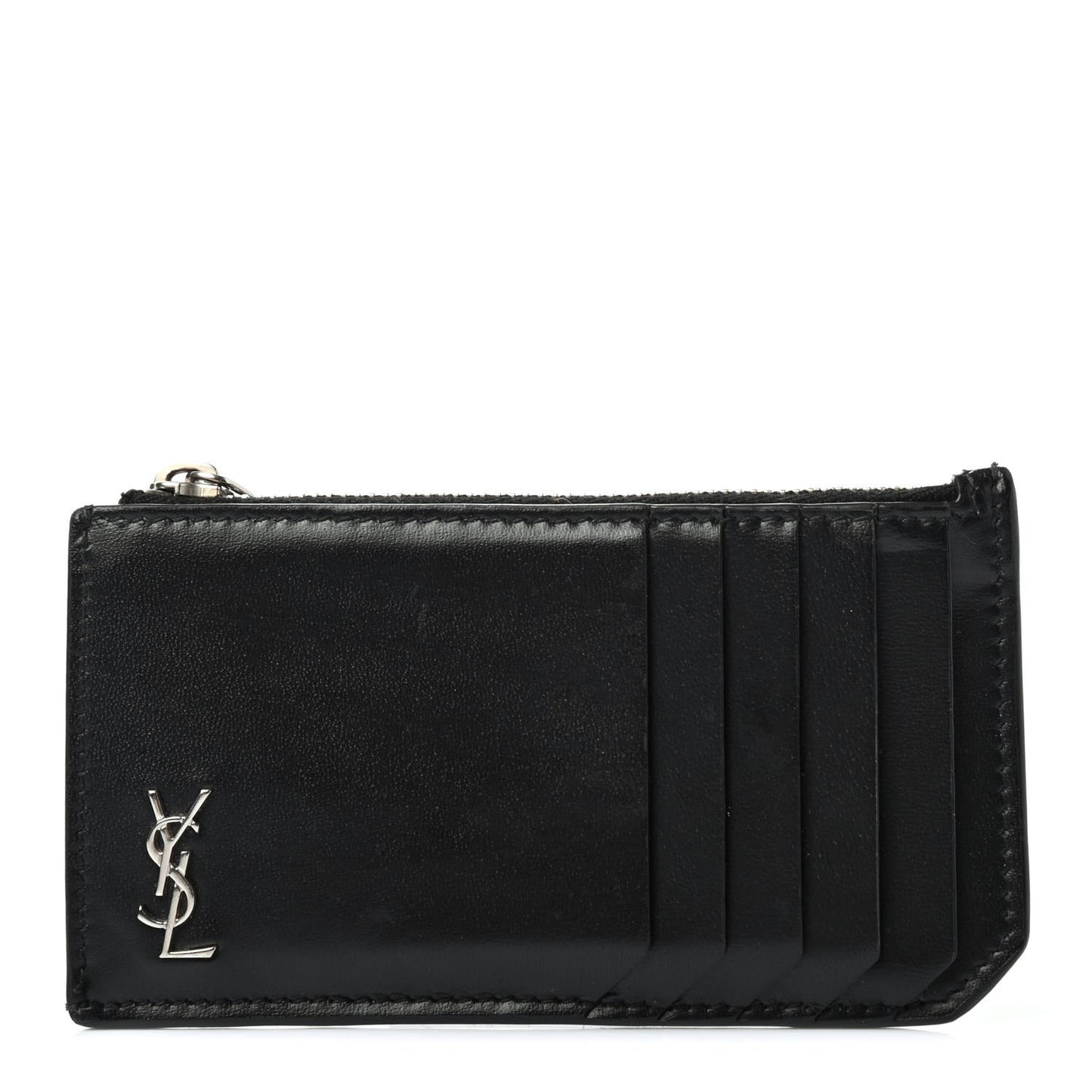 Smooth Calfskin Monogram 5 Fragments Zip Pouch Card Holder Black