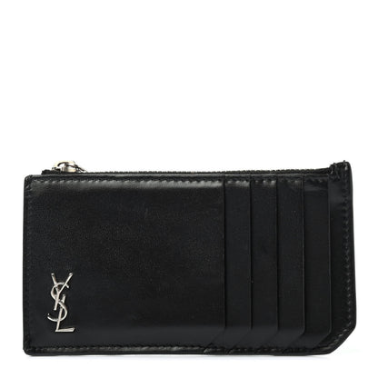 Saint Laurent Smooth Calfskin Monogram 5 Fragments Zip Pouch Card Holder Black 1 of 4