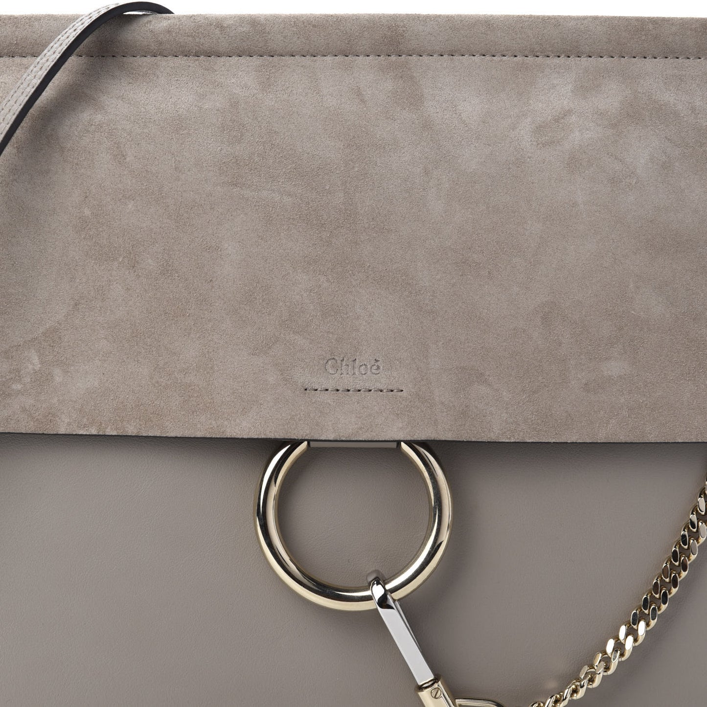 Calfskin Suede Medium Faye Shoulder Bag Motty Grey