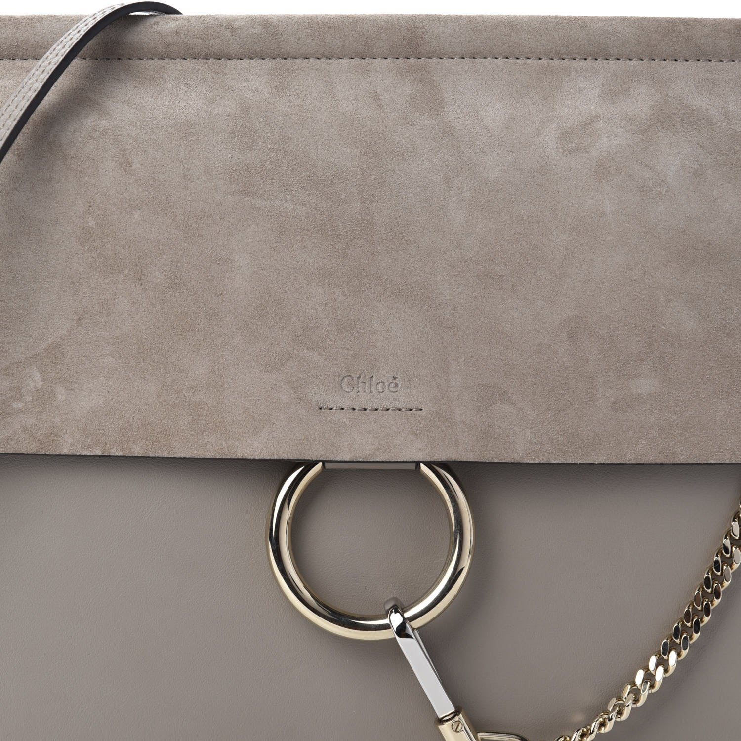 Chloe Calfskin Suede Medium Faye Shoulder Bag Motty Grey 9 of 9