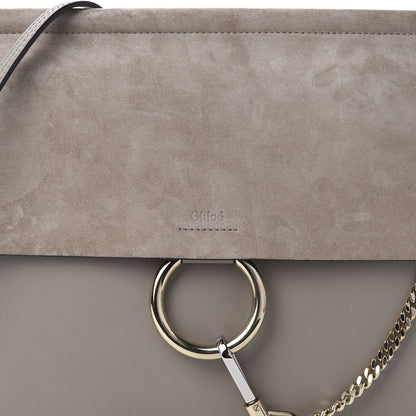 Chloe Calfskin Suede Medium Faye Shoulder Bag Motty Grey 9 of 9