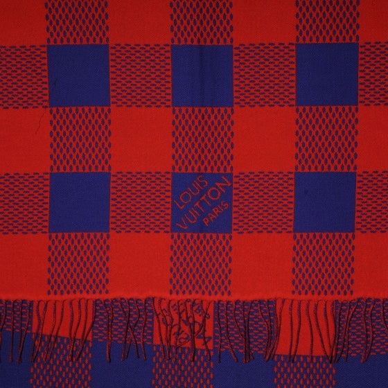 Wool Damier Masai Rug Shawl Rouge