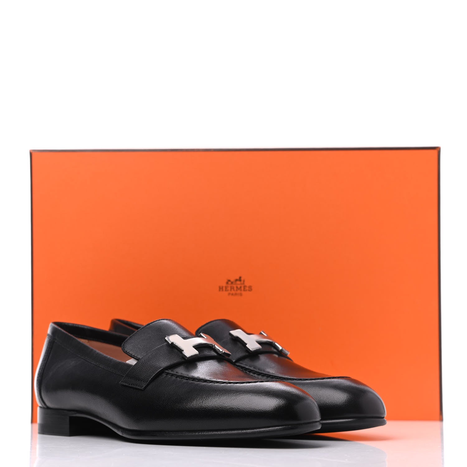 Hermes Goatskin Womens Paris Loafers 36 Black 10 of 10
