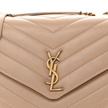 Saint Laurent Calfskin Y Quilted Monogram Medium Loulou Chain Satchel Nude Powder 8 of 11