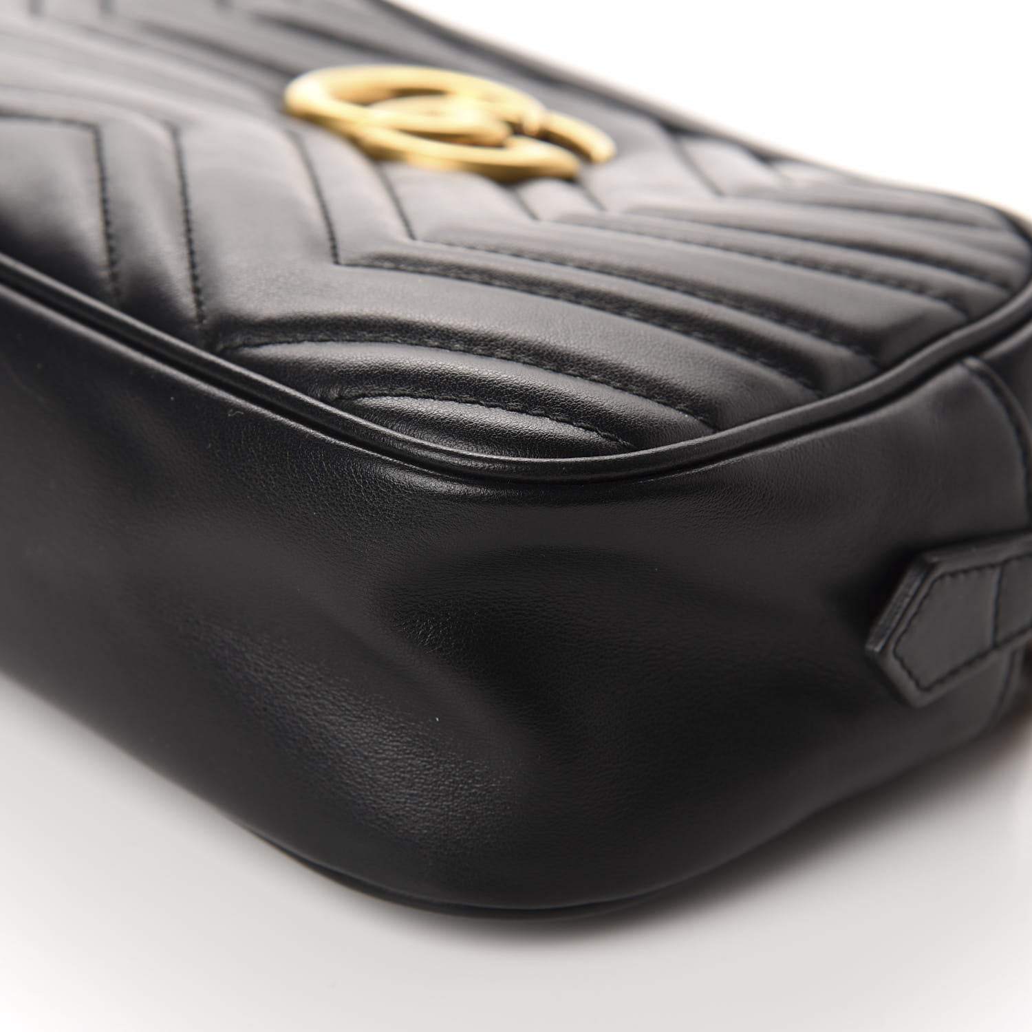 Gucci Calfskin Matelasse Small GG Marmont Chain Shoulder Bag Black 7 of 14