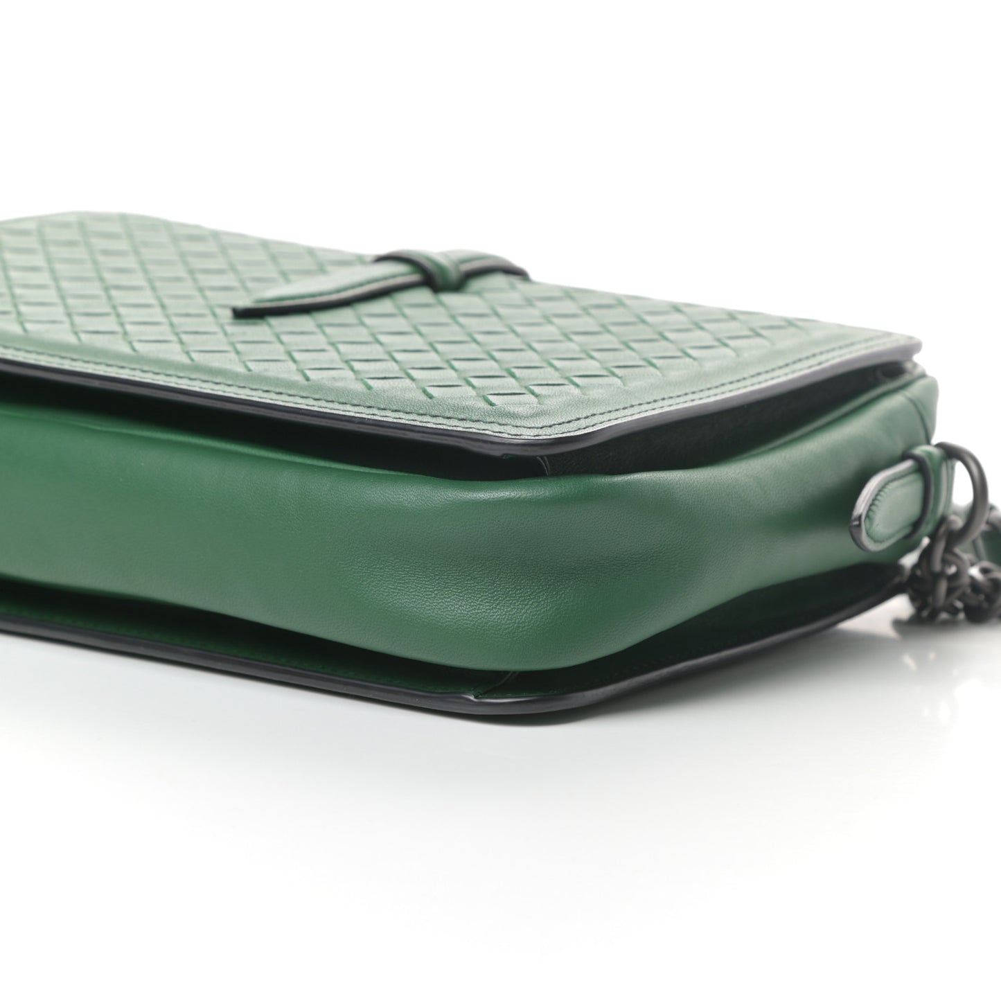 Nappa Intrecciato Medium Camera Shoulder Bag Green