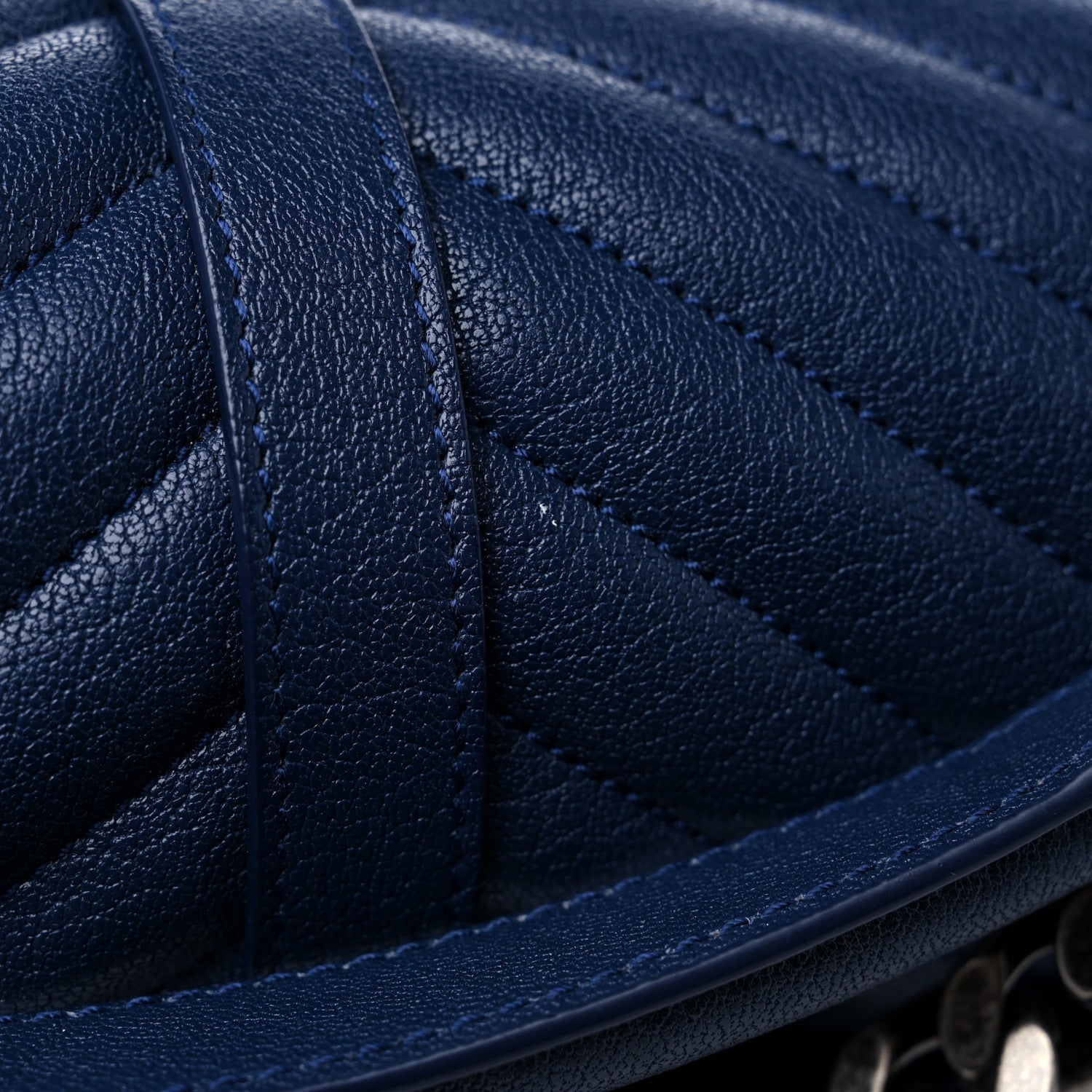 Saint Laurent Sheepskin Matelasse Chevron Monogram Medium College Bag Blue Charron 10 of 10