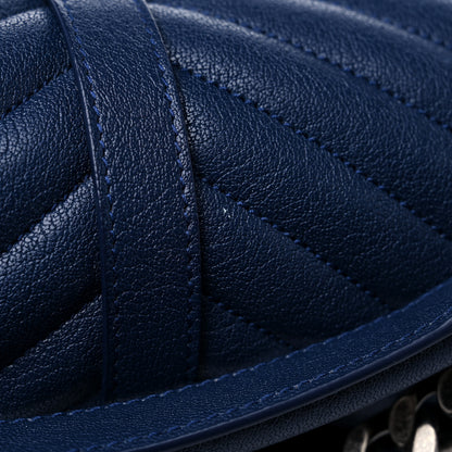 Saint Laurent Sheepskin Matelasse Chevron Monogram Medium College Bag Blue Charron 10 of 10