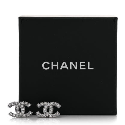 Chanel Crystal CC Earrings Silver 5 of 5