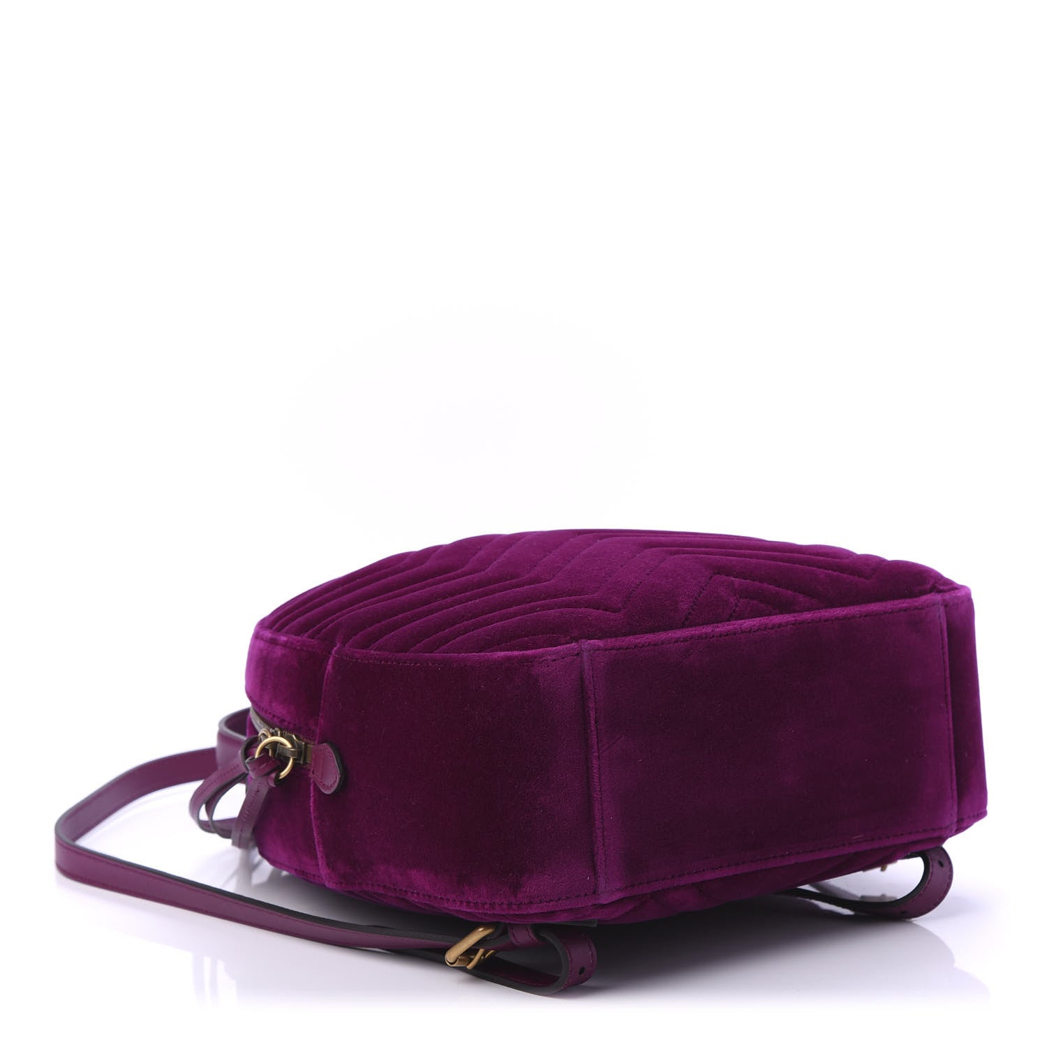 Gucci Velvet Matelasse GG Marmont Dome Backpack Fuchsia Violet Cyclamen 3 of 9