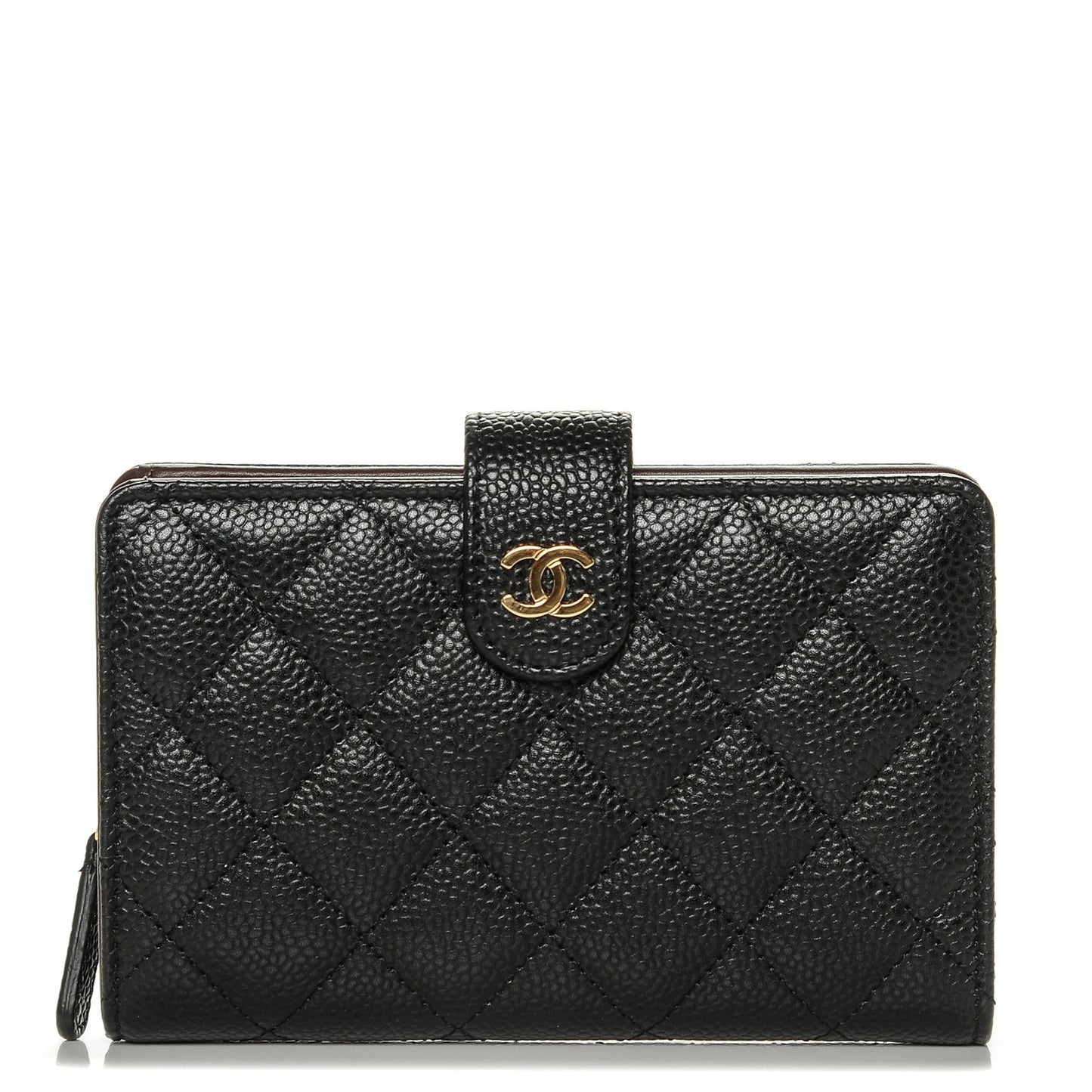 Caviar Quilted Zipped Pocket Wallet Black