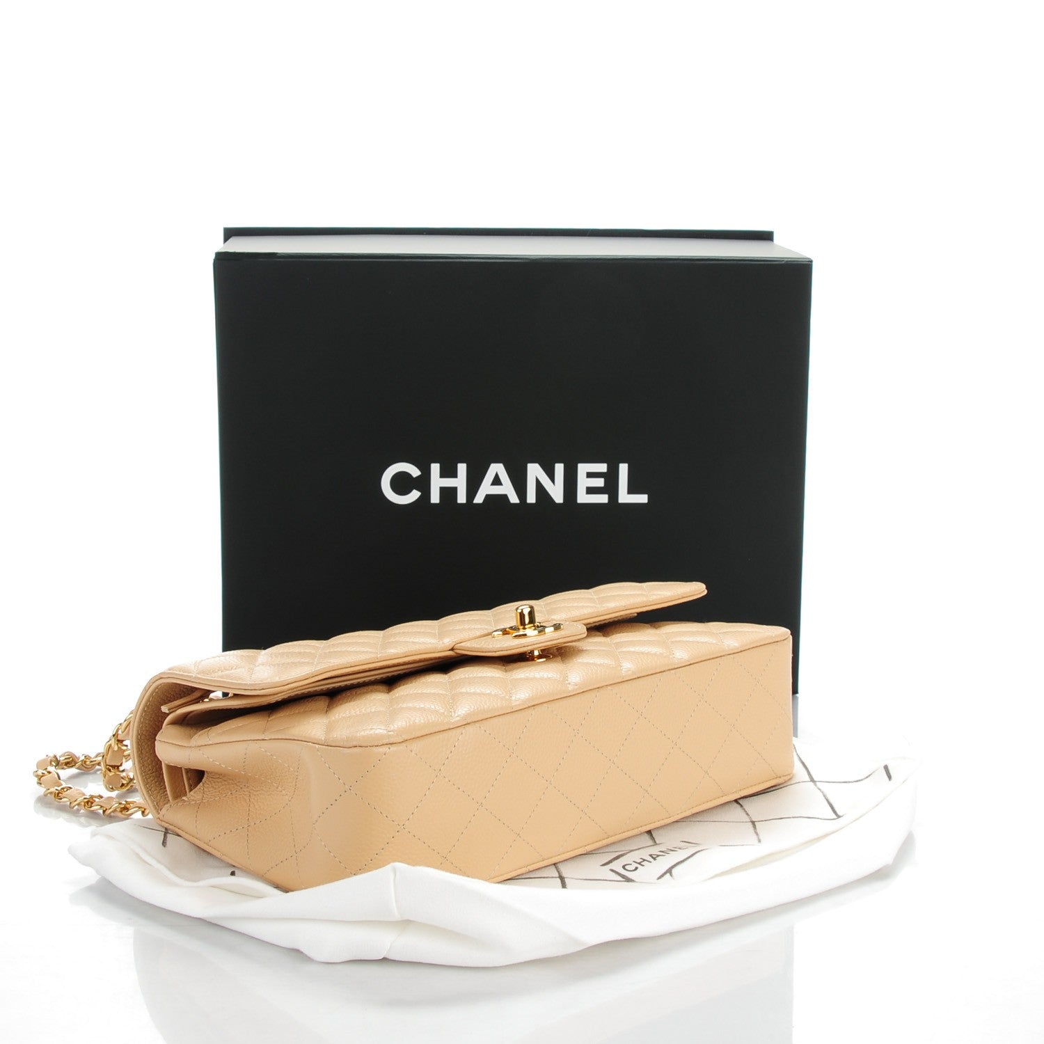 Chanel Caviar Quilted Medium Double Flap Beige Clair 4 of 8