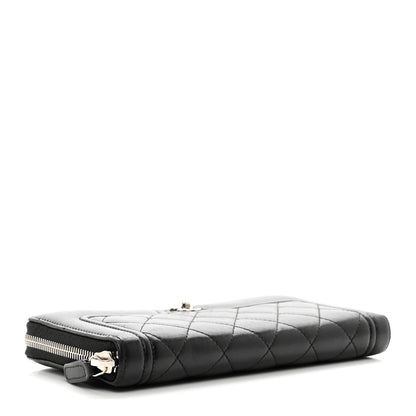 Chanel Lambskin Quilted Twist Lock CC Zip Around Wallet Black 4 of 8