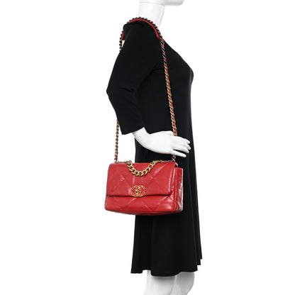 Chanel Goatskin Quilted Medium Chanel 19 Flap Red 2 of 13