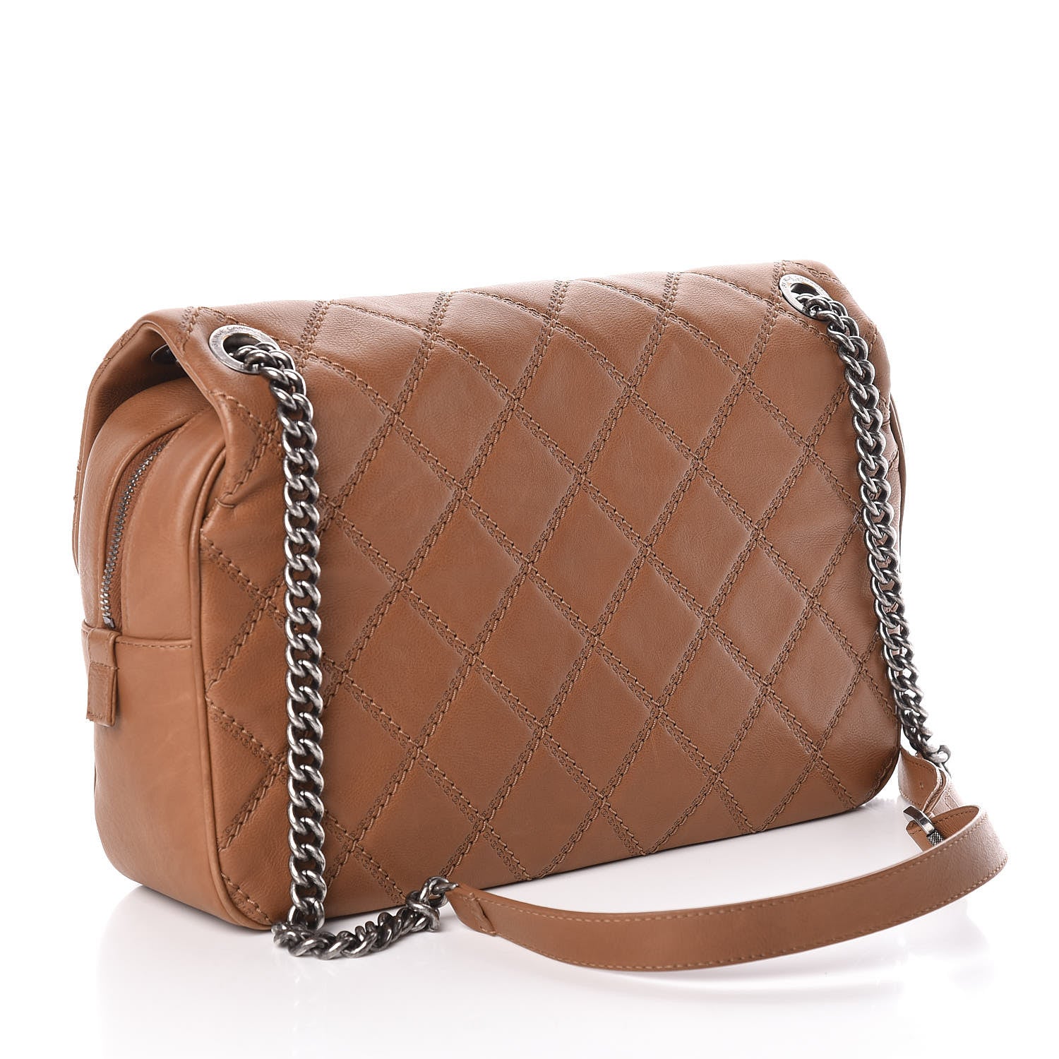 Chanel Calfskin Quilted Jumbo Coco Sporran Flap Light Brown 3 of 10