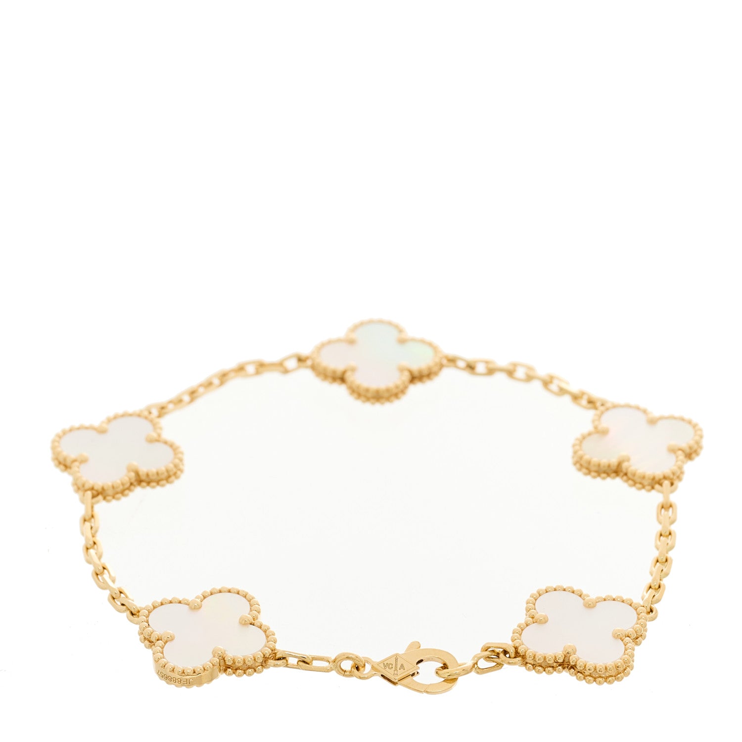 Van Cleef & Arpels 18K Yellow Gold Mother of Pearl 5 Motifs Vintage Alhambra Bracelet 2 of 5