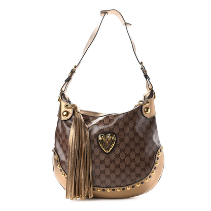 Gucci Crystal Monogram Babouska Hobo Gold 1 of 11
