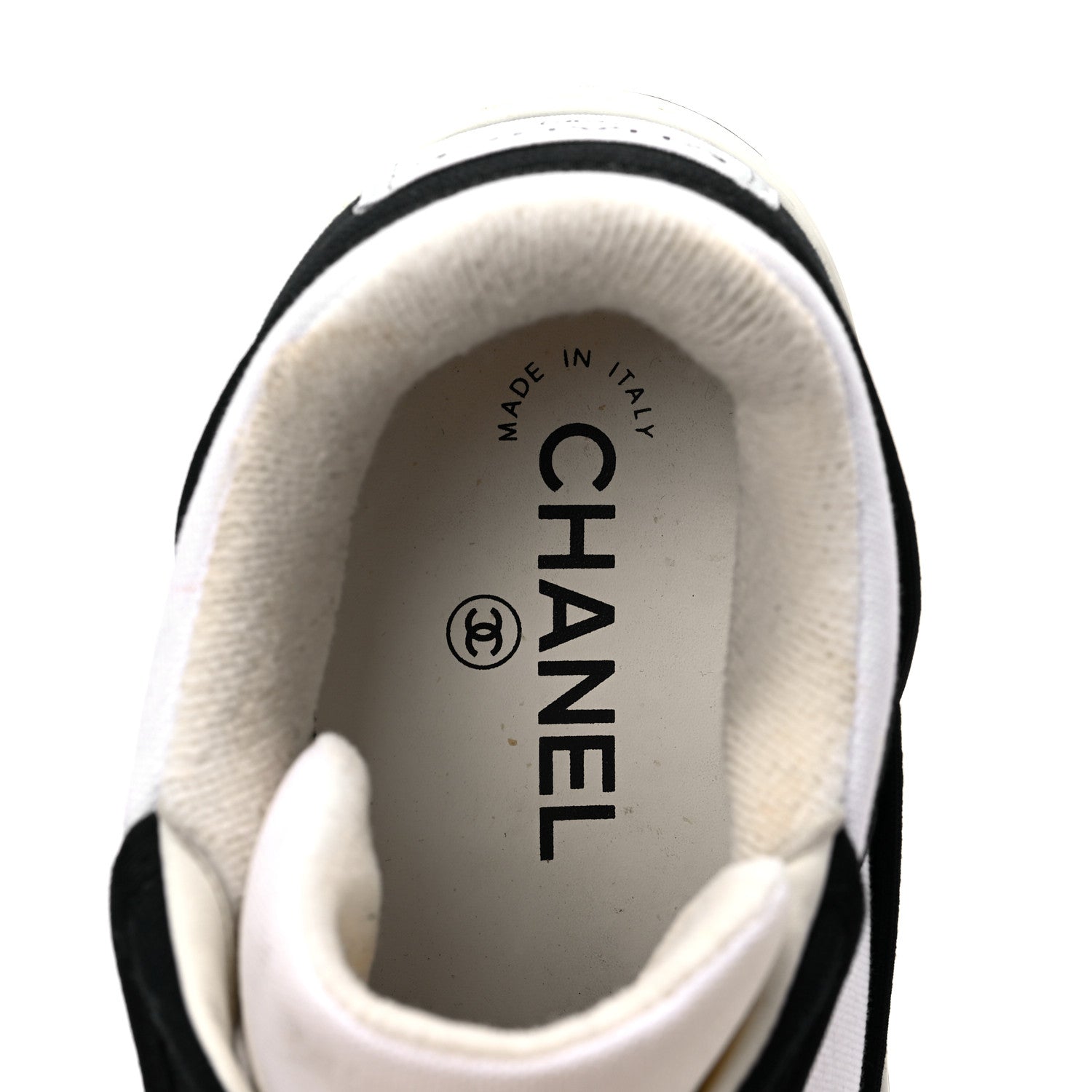 Chanel Fabric Womens Logo Sneakers 38.5 Black White 7 of 8