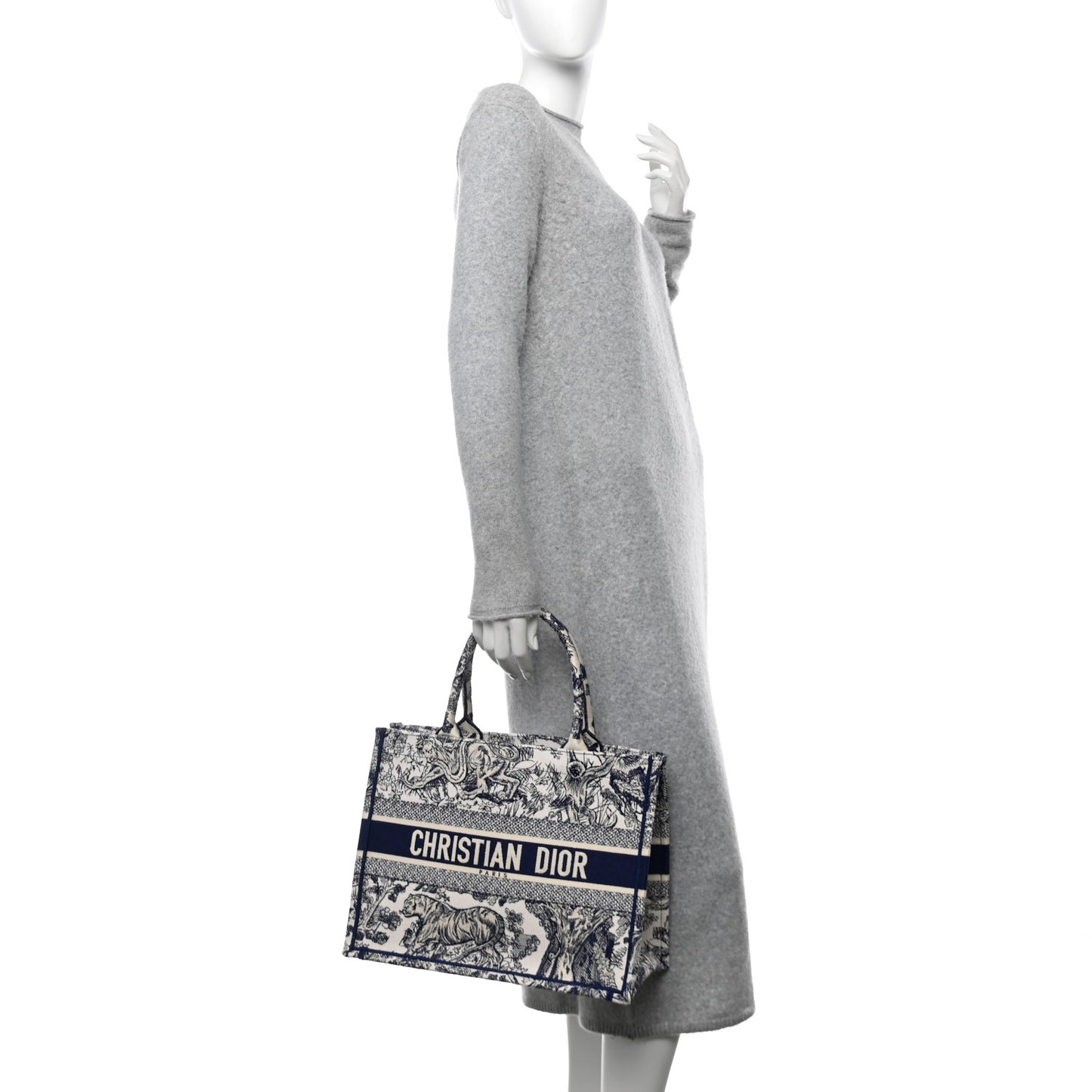 Canvas Embroidered Medium Dioriviera Toile De Jouy Book Tote Blue