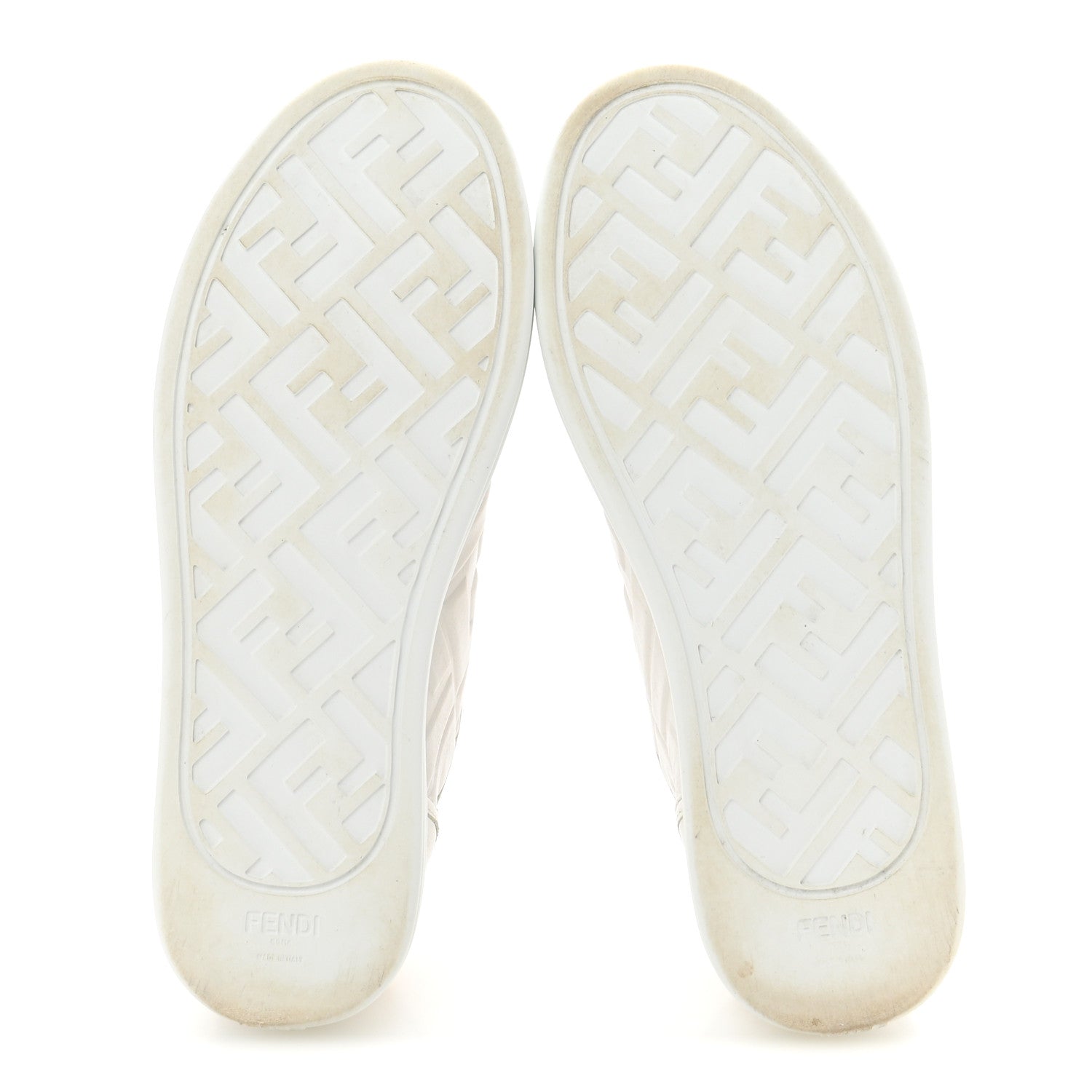 Fendi Nappa FF Embossed Rise Low Top Sneakers 37 White 6 of 9