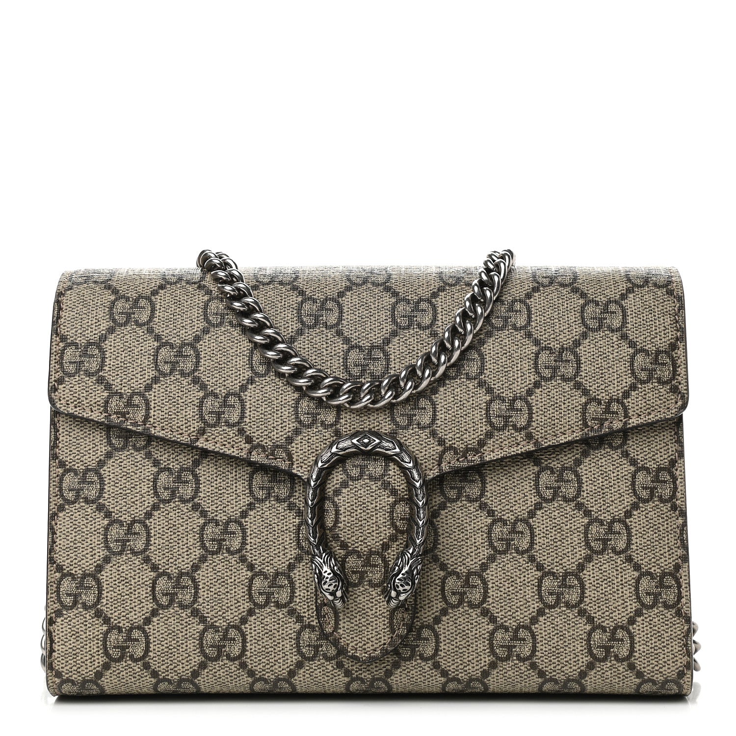 Gucci GG Supreme Monogram Mini Dionysus Chain Wallet Beige Taupe 1 of 8