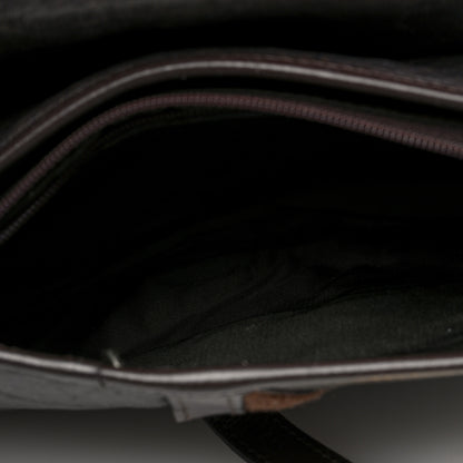 Christian Dior Ostrich Embossed Double Saddle Bag Brown 5 of 11