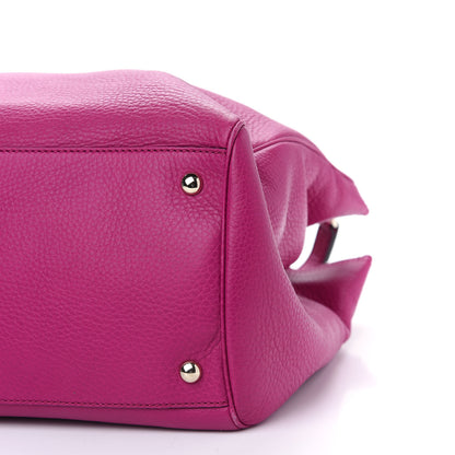 Gucci Pebbled Calfskin Large Bamboo Shopper Tote Bright Bougainvillea 6 of 10