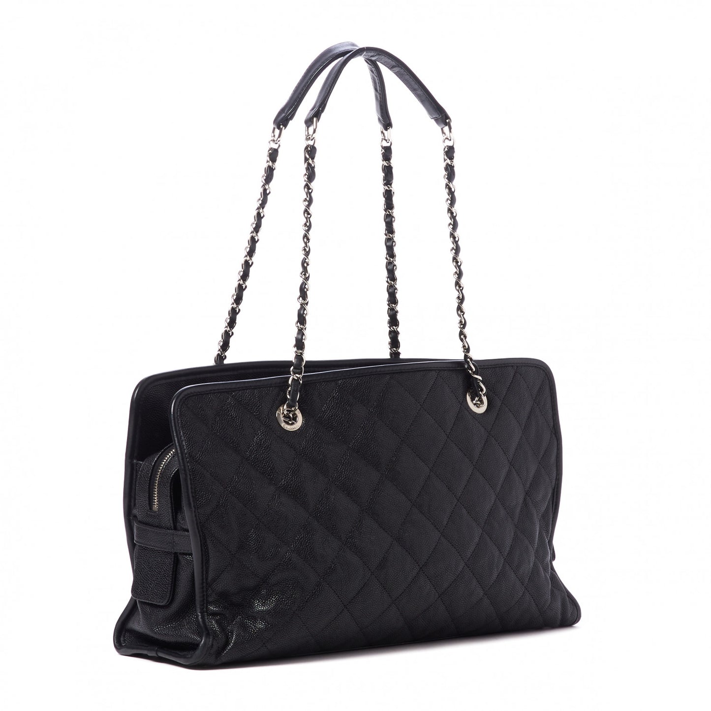 Caviar Quilted French Riviera Tote Black