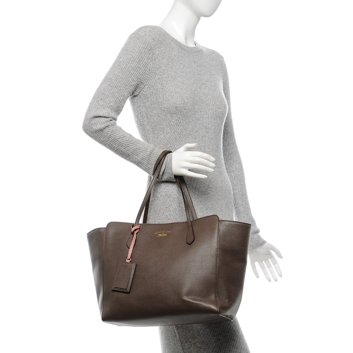 Dollar Calfskin Medium Swing Tote Grey Field Soft Pink