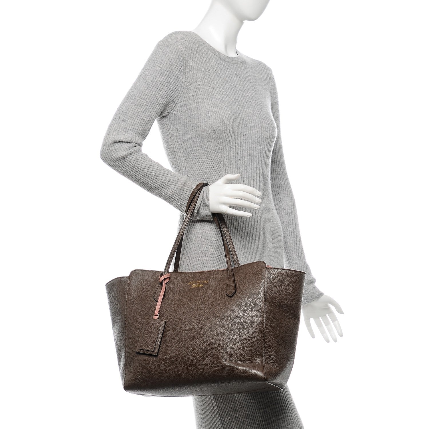 Gucci Dollar Calfskin Medium Swing Tote Grey Field Soft Pink 2 of 7