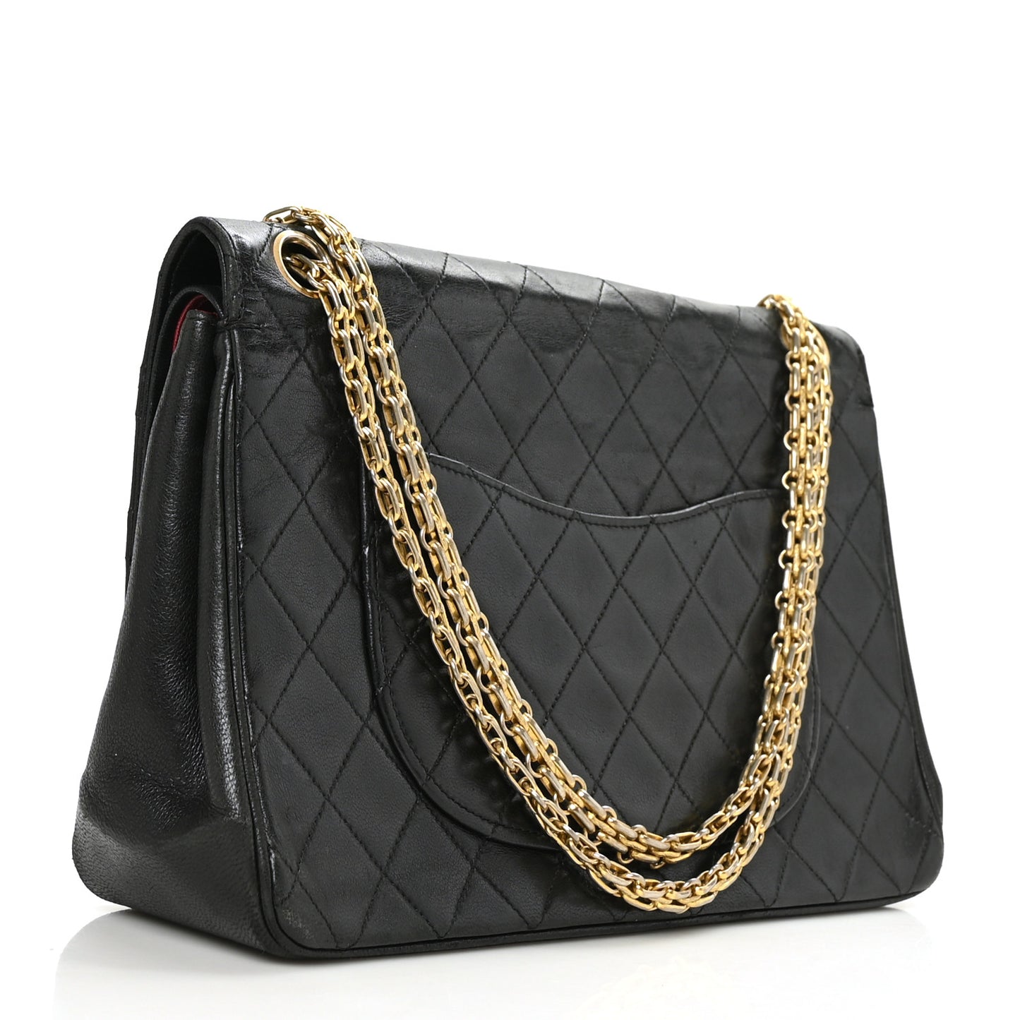 Lambskin Quilted Medium Double Flap Bijoux Chain Black