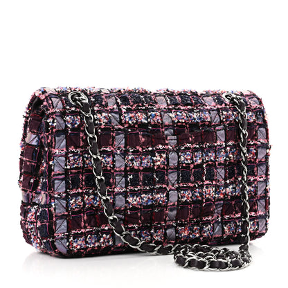 Chanel Tweed Quilted Medium Double Flap Dark Purple 3 of 11