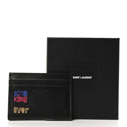 Saint Laurent Calfskin Smoking Forever Patch Credit Card Case Black 10 of 10