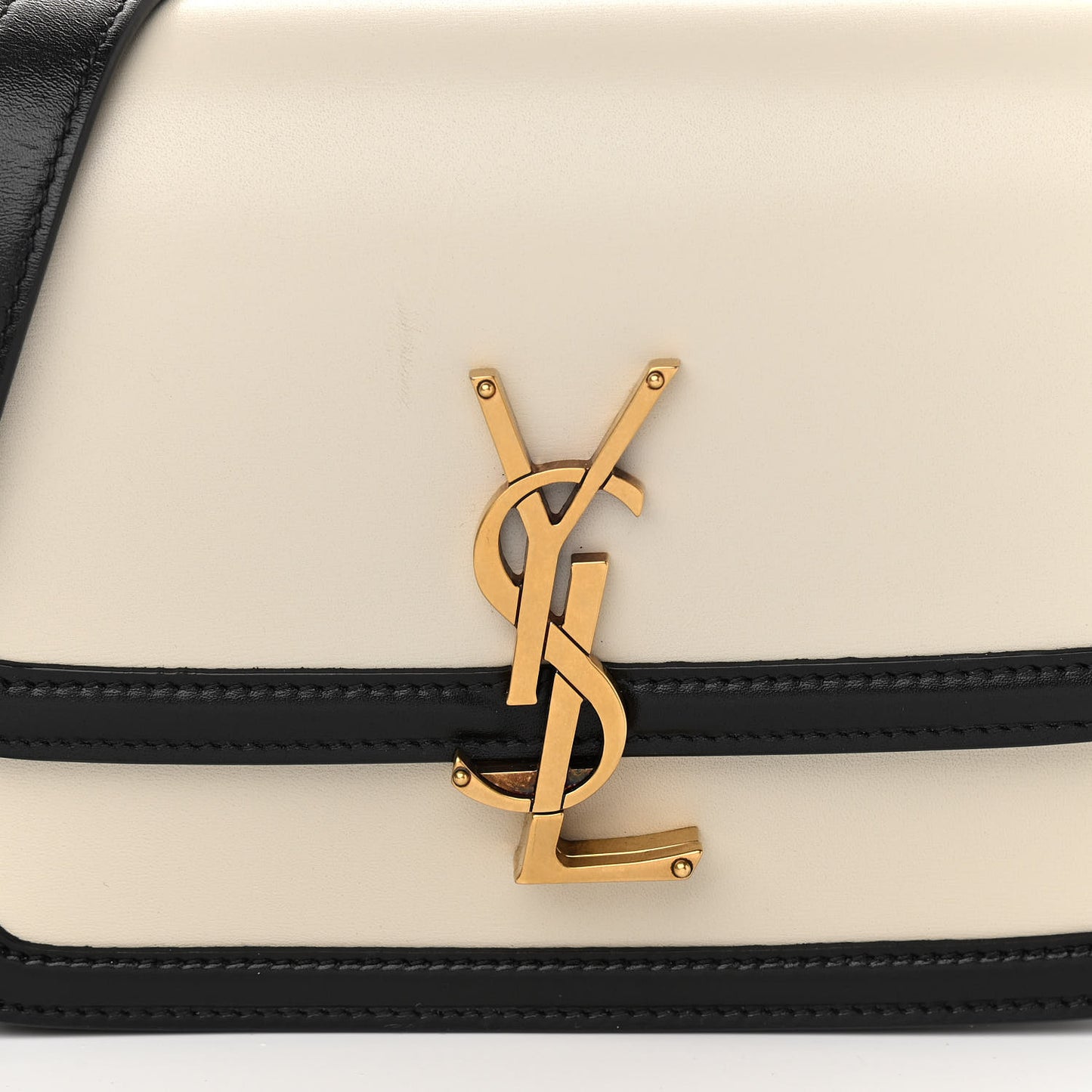 Smooth Calfskin Small Two-tone Solferino Satchel Ivory Natural Black